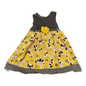 Youngland 4T black/yellow floral full skirt keyhole back sleeveless dress